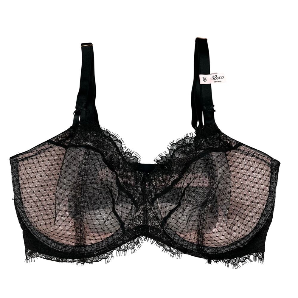 Victoria Secret Dream Angels Wicked Black Lace Lifting Balconette Bra 38DDD NWT